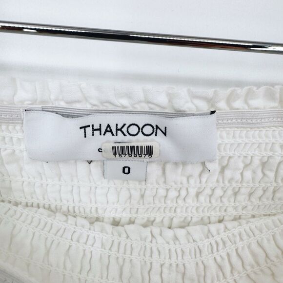 Thakoon Collective Eyelet Tie Waist Dress White Strapless Cotton Sz 0 - Picture 11 of 13